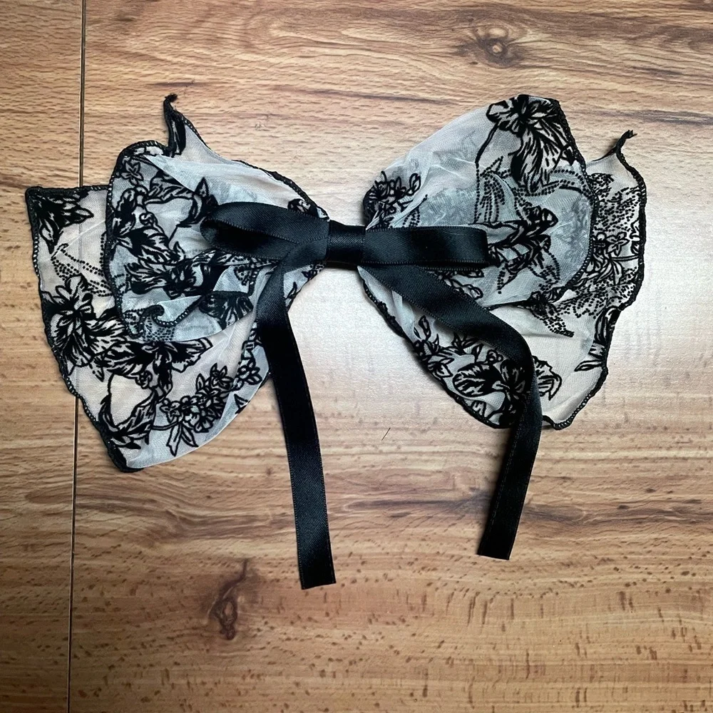 Oversized Lace Floral Bow French Barrette Hair Clip